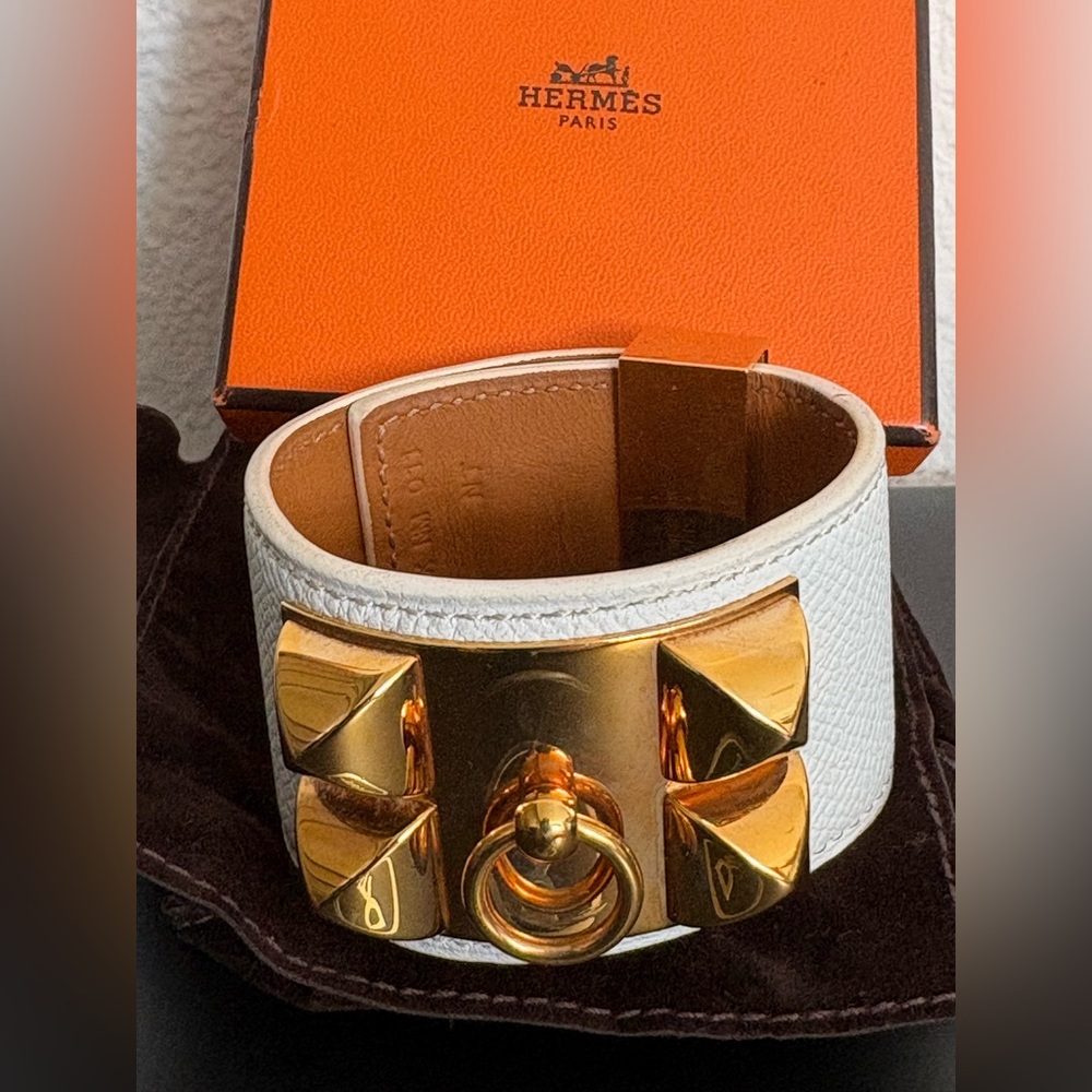 Authentic Hermes CDC collier de chien white gold bracelet
